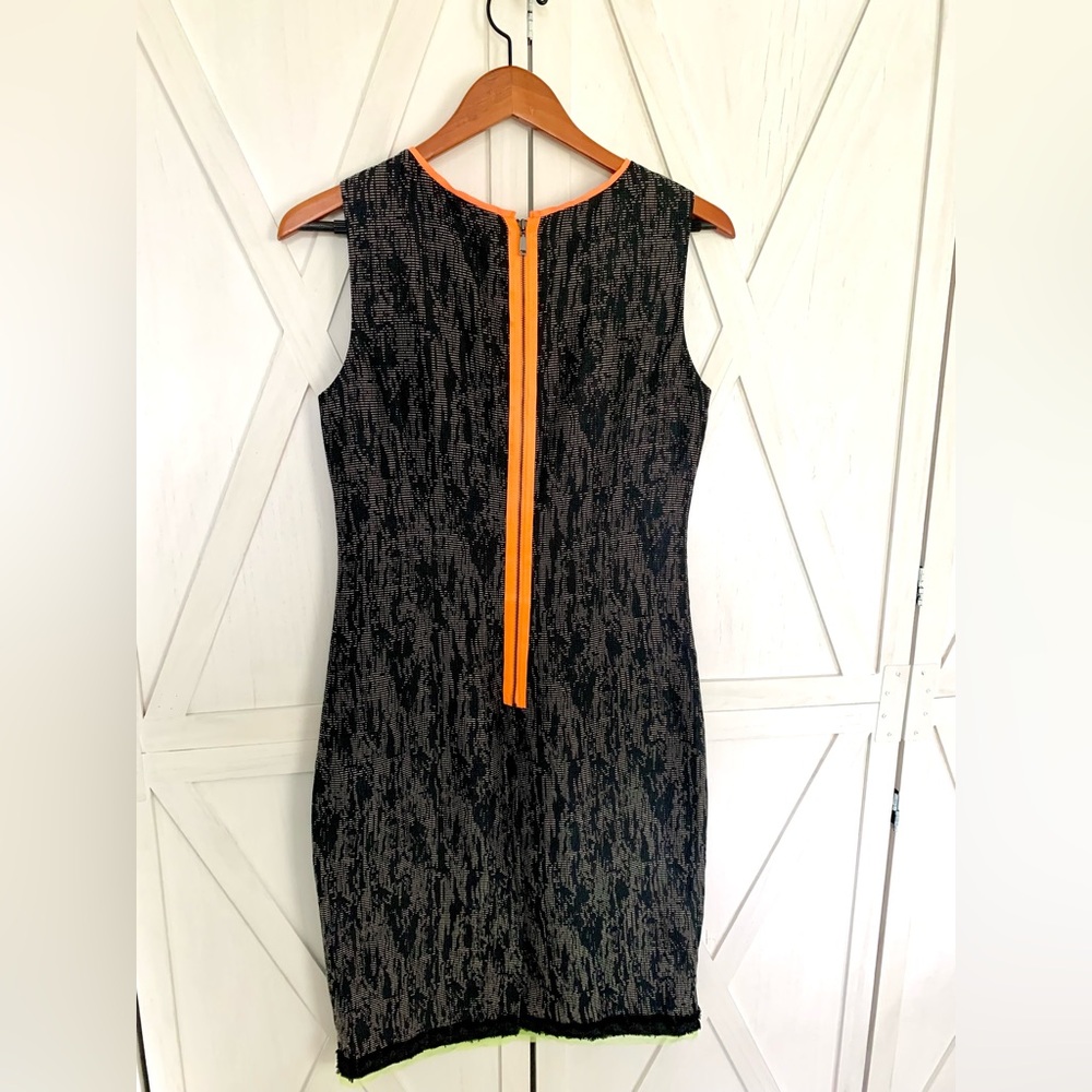 SOLD- Elie Tahari Marina Abstract Gray Jacquard Sheath Orange green Accent Dress - Picture 7 of 16